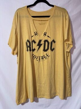 torrid Yellow AC/DC Graphic Tee with Faded Black Print